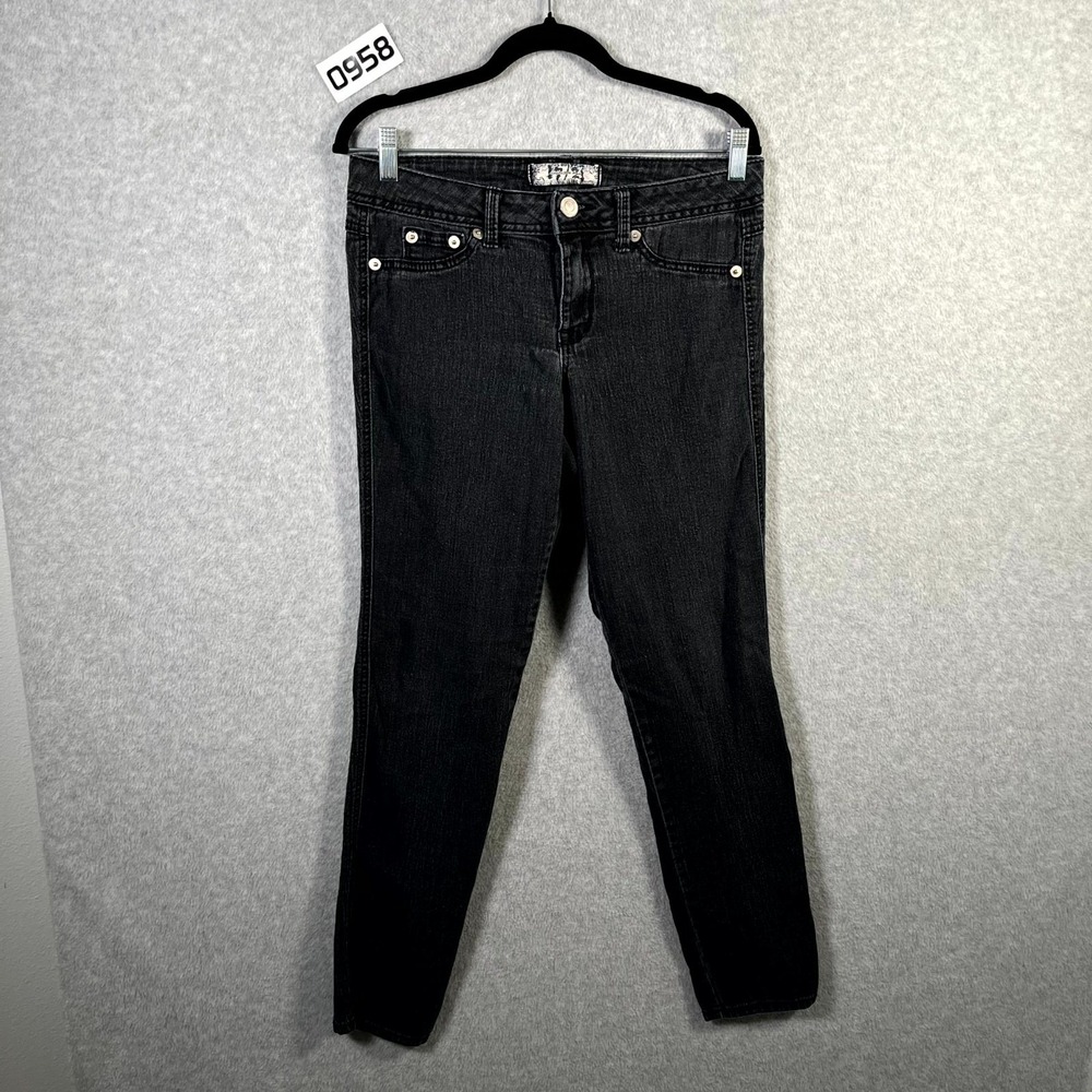 17/21 Exclusive Denim Jeans Womens 8 Black Cotton Stretch‎ Dark Wash Skinny Leg